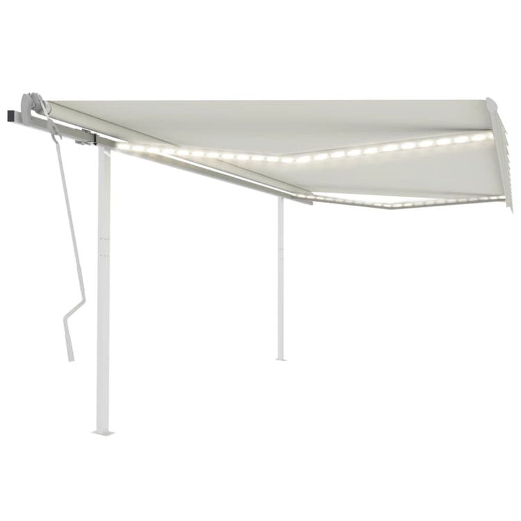 Vidaxl luifel mit LED 4x3 M cremefarbene gelenkt
