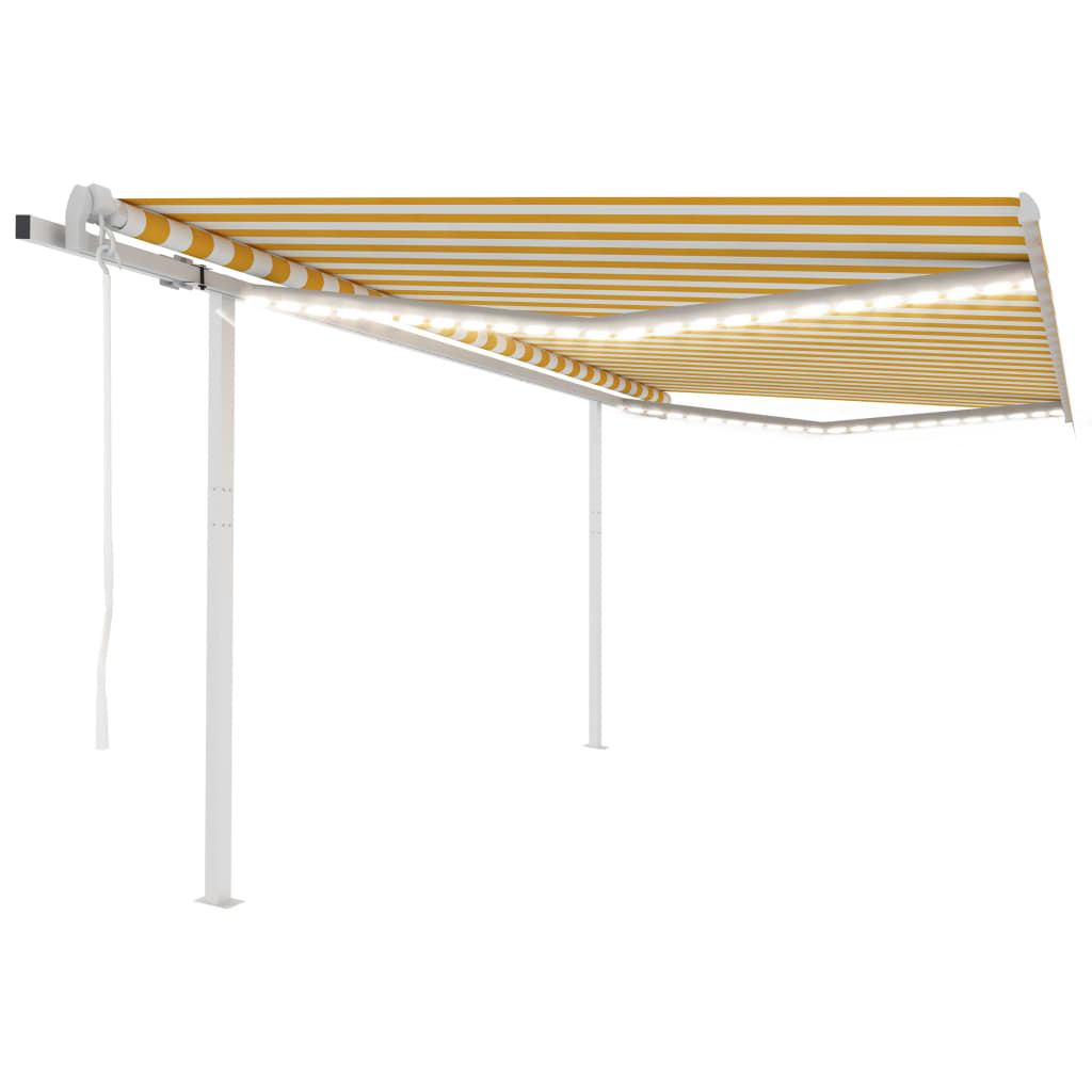 Vidaxl Luifel Automatik mit LED- und Windsensor 4x3 m gelb und weiß