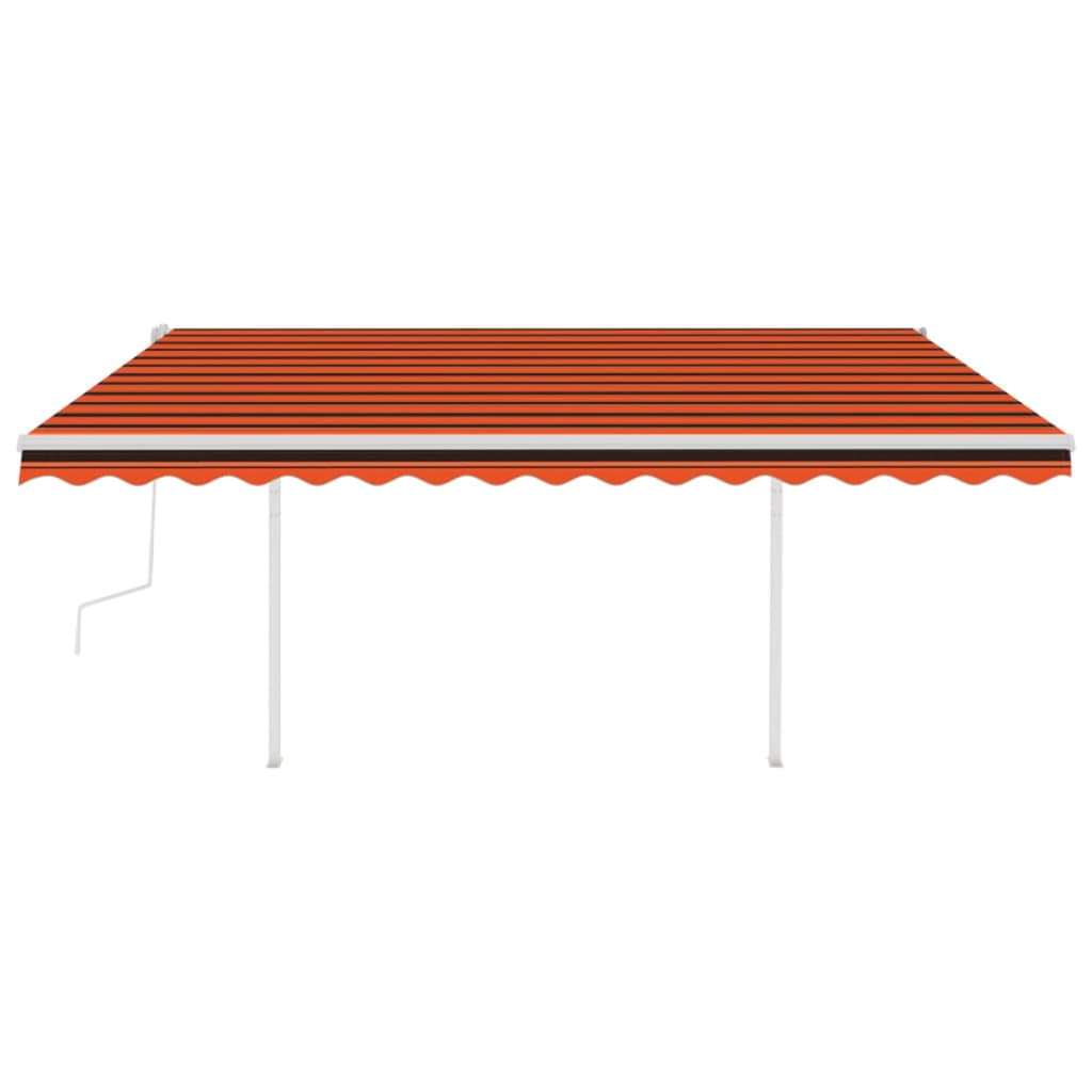 Vidaxl Luifel mit den Posts 4,5x3 M orange und braun manuell ausziehbar
