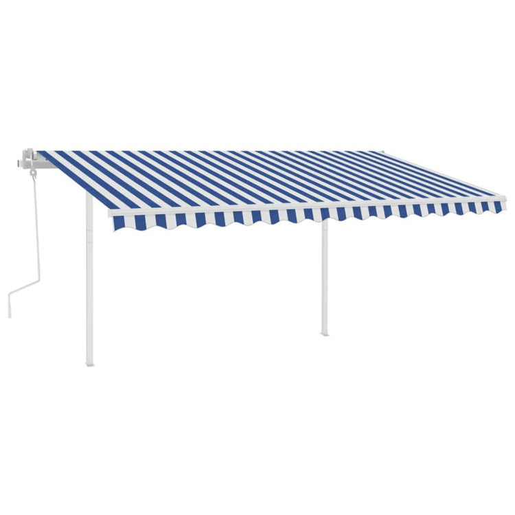 Vidaxl luifel manuell ausziehbar mit LED 4,5x3 m blau und weiß