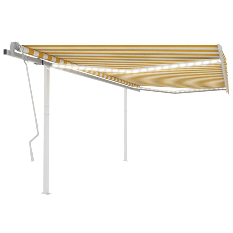 Vidaxl luifel manuell ausziehbar mit LED 4,5x3 m gelb und weiß