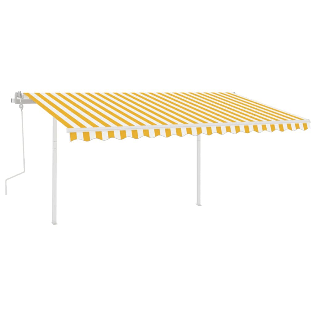 Vidaxl luifel manuell ausziehbar mit LED 4,5x3 m gelb und weiß