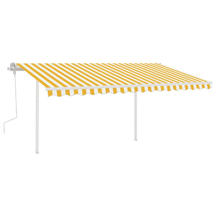 Vidaxl luifel manuell ausziehbar mit LED 4,5x3 m gelb und weiß