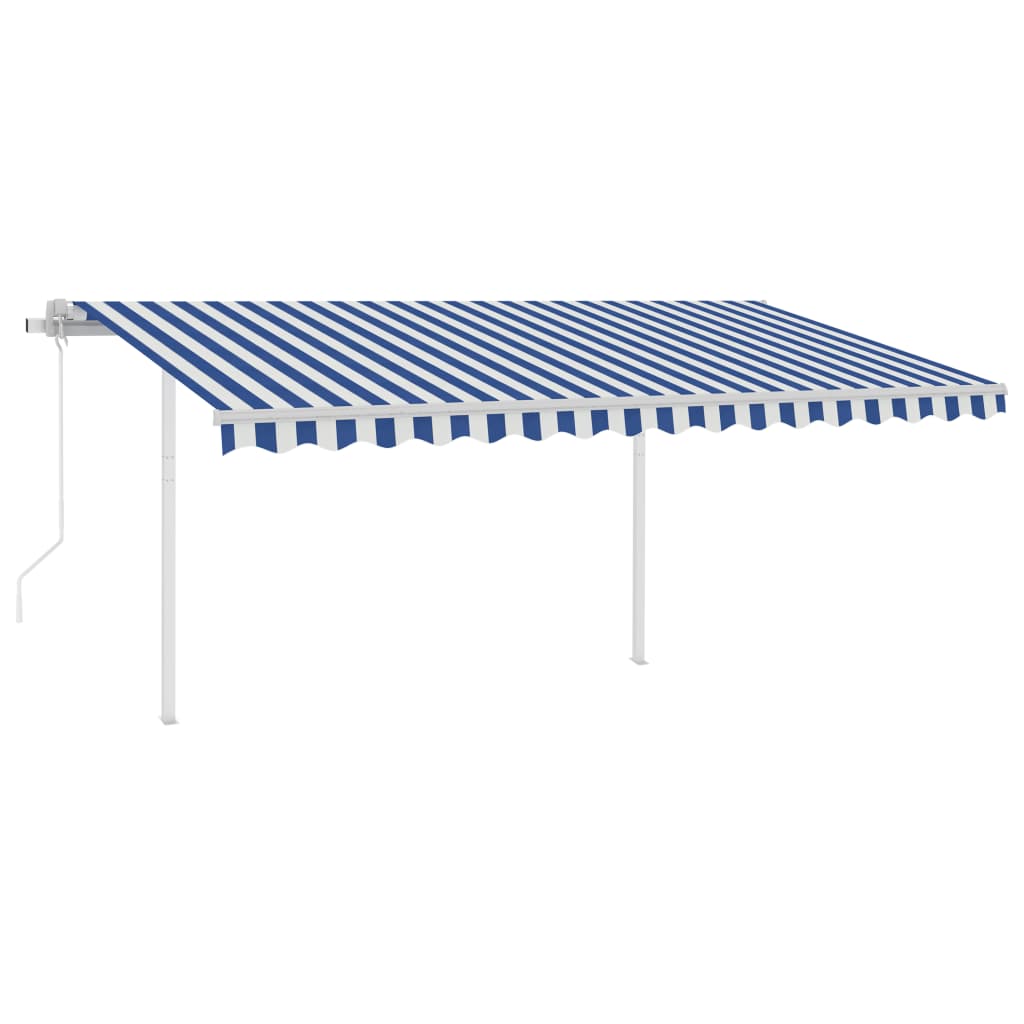 Vidaxl Luifel Automatik mit LED- und Windsensor 4,5x3 m blau und weiß