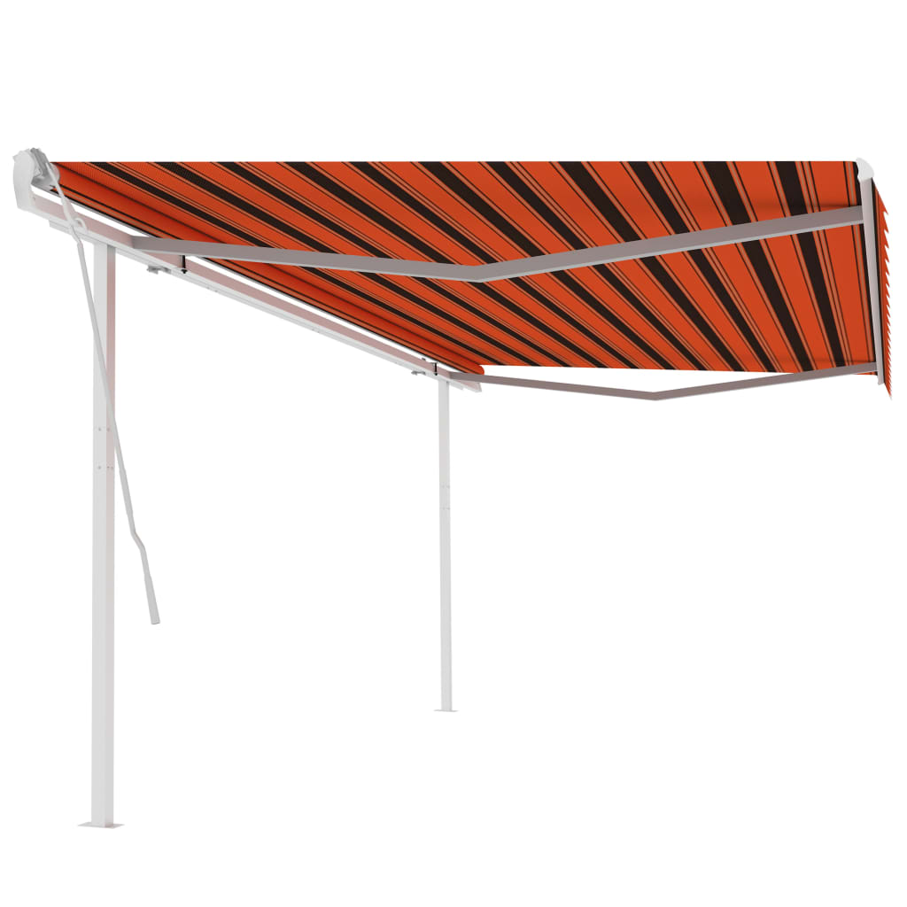 Vidaxl luifel mit den Pfosten 5x3 m orange und braun manuell ausziehbar