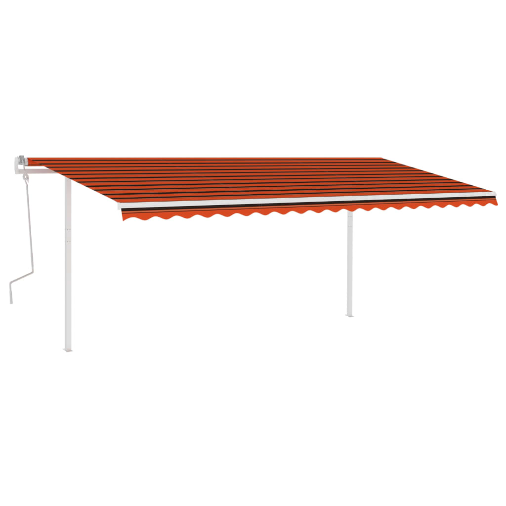 Vidaxl Luifel mit LED 5x3 M orange und braun manuell ausziehbar