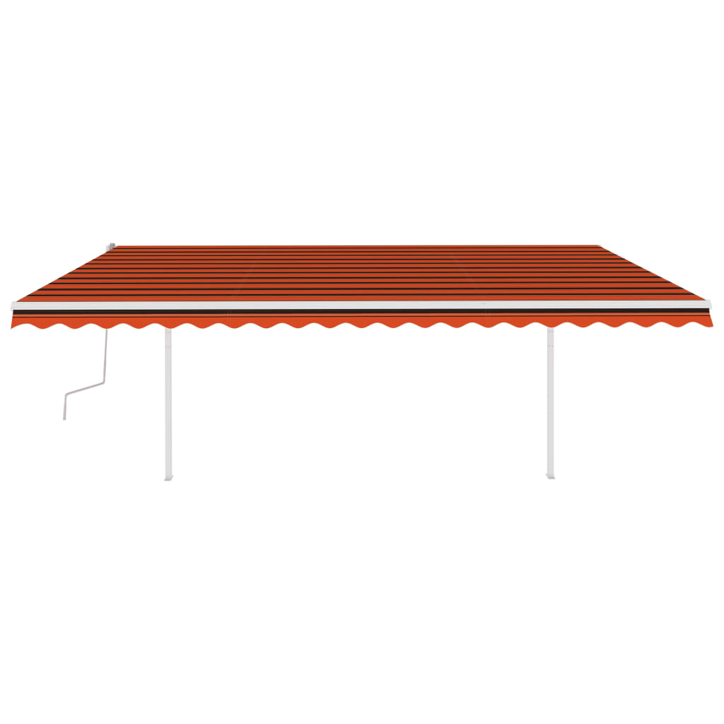 Vidaxl Luifel mit LED 5x3 M orange und braun manuell ausziehbar