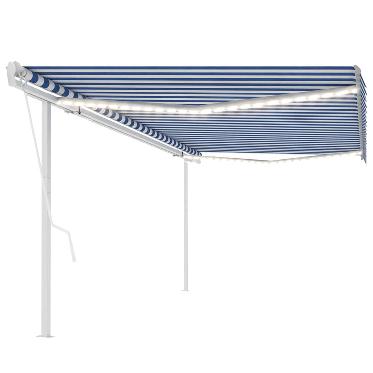 Vidaxl Luifel Automatik mit LED- und Windsensor 5x3 m blau und weiß