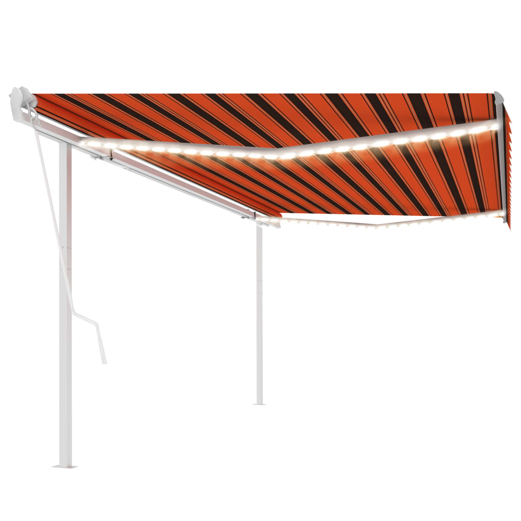Vidaxl Luifel Automatik mit LED- und Windsensor 5x3 m orange und braun