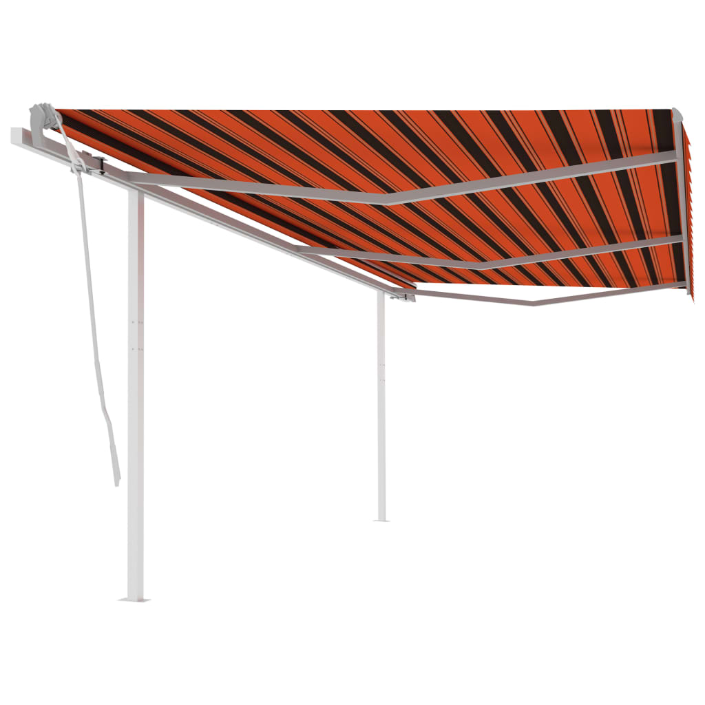 Vidaxl luifel manuell ausziehbar mit den Pfosten 6x3 m orange und braun