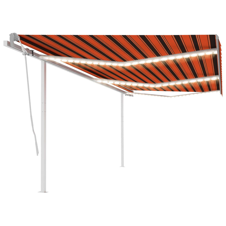 Vidaxl luifel mit LED 6x3 m orange und braun manuell ausziehbar