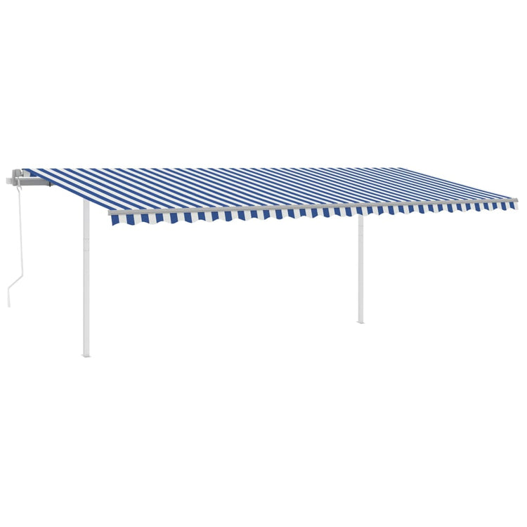 Vidaxl luifel exponierbar mit Posts 6x3 m blau und weiß