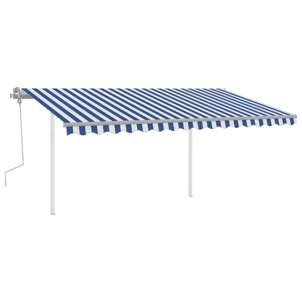 Vidaxl Luifel manuell ausziehbar mit LED 4x3,5 m blau und weiß