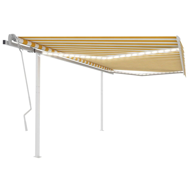 Vidaxl Luifel manuell ausziehbar mit LED 4x3,5 m gelb und weiß