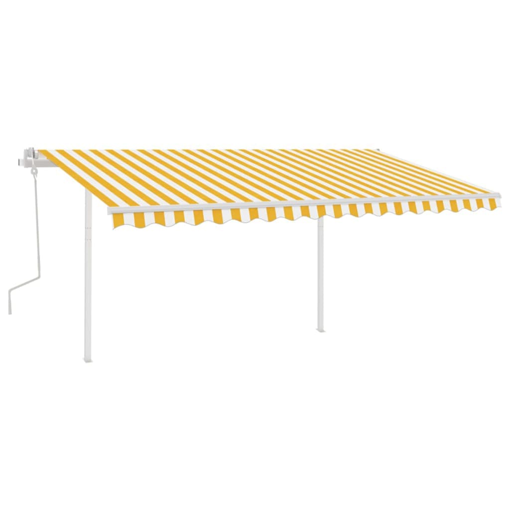 Vidaxl Luifel manuell ausziehbar mit LED 4x3,5 m gelb und weiß