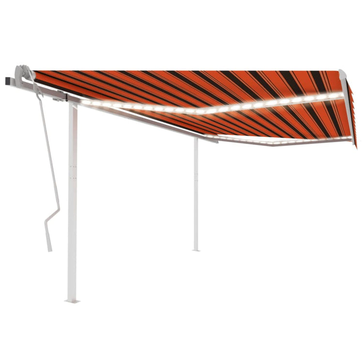 Vidaxl Luifel manuell ausziehbar mit LED 4x3,5 M orange und braun