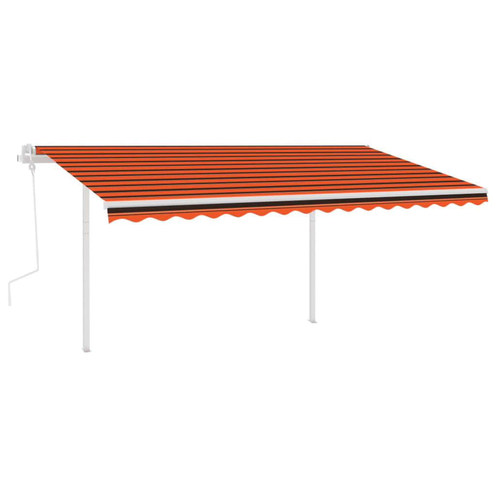 Vidaxl Luifel mit den Posts 4,5x3,5 M orange und braun manuell ausziehbar