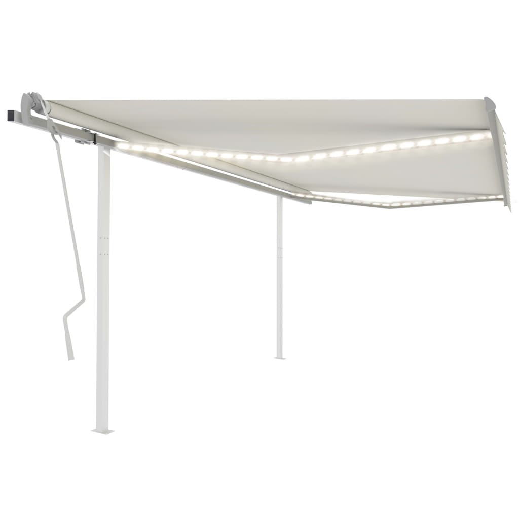 Vidaxl luifel manuell ausziehbar mit LED 4,5x3,5 M cremefarben -gepflegt
