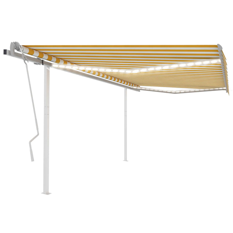 Vidaxl luifel manuell ausziehbar mit LED 4,5x3,5 m gelb und weiß