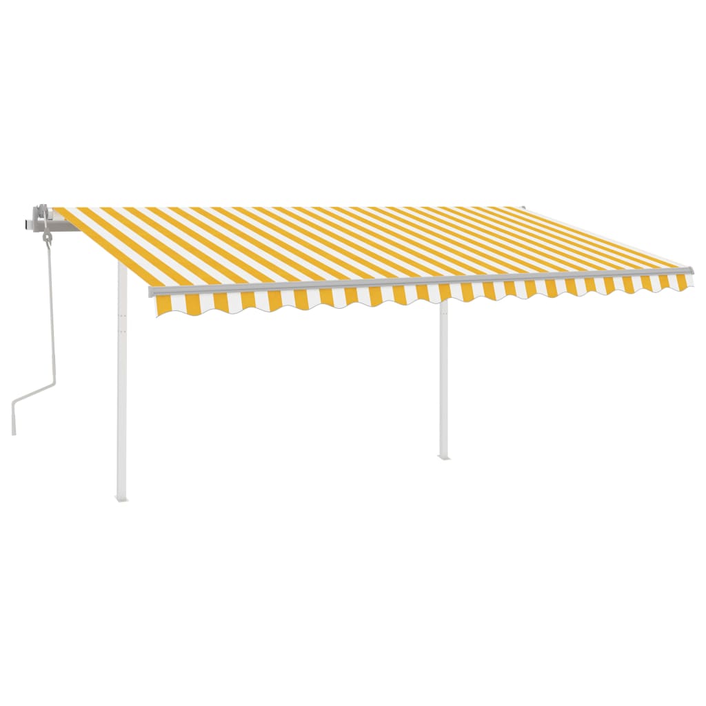 Vidaxl luifel manuell ausziehbar mit LED 4,5x3,5 m gelb und weiß
