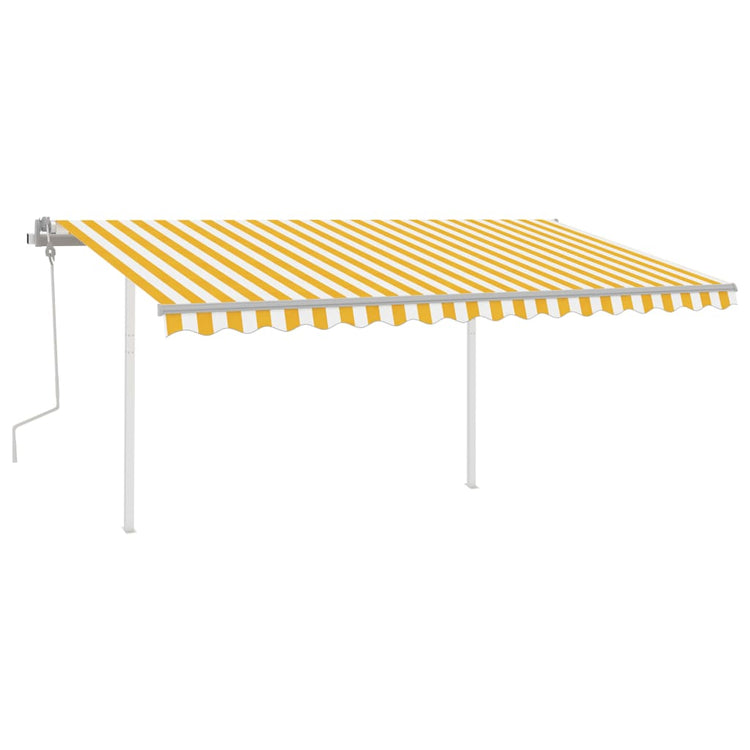 Vidaxl luifel manuell ausziehbar mit LED 4,5x3,5 m gelb und weiß