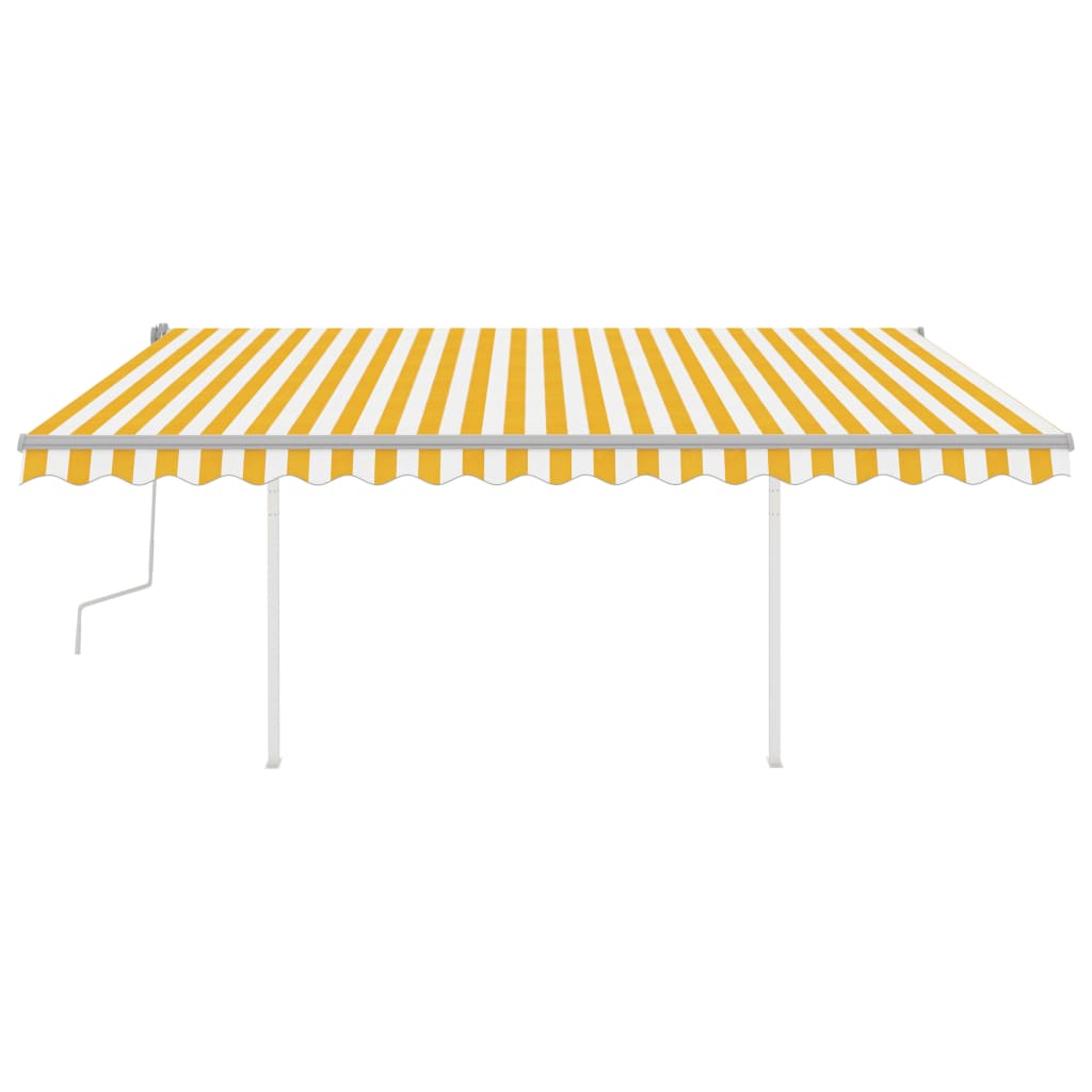 Vidaxl luifel manuell ausziehbar mit LED 4,5x3,5 m gelb und weiß