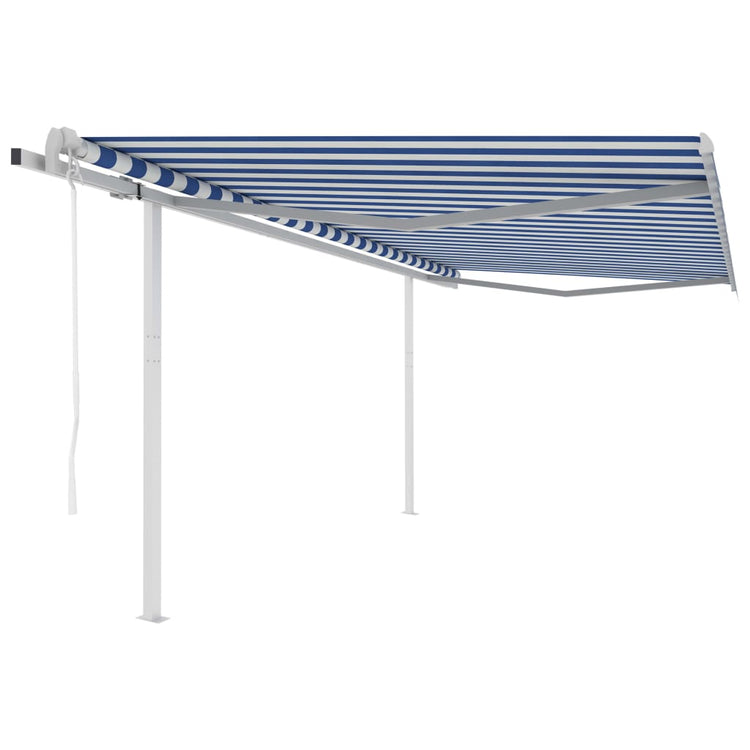 Vidaxl Luifel exponierbar mit Posts 4,5x3,5 m blau und weiß