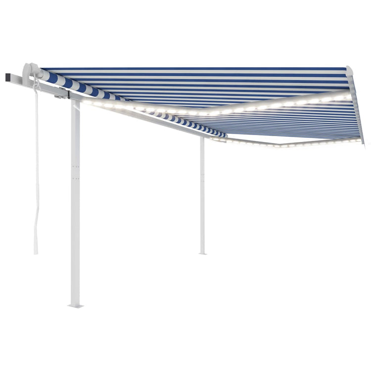 Vidaxl Luifel Automatik mit LED- und Windsensor 4,5x3,5 m blau und weiß