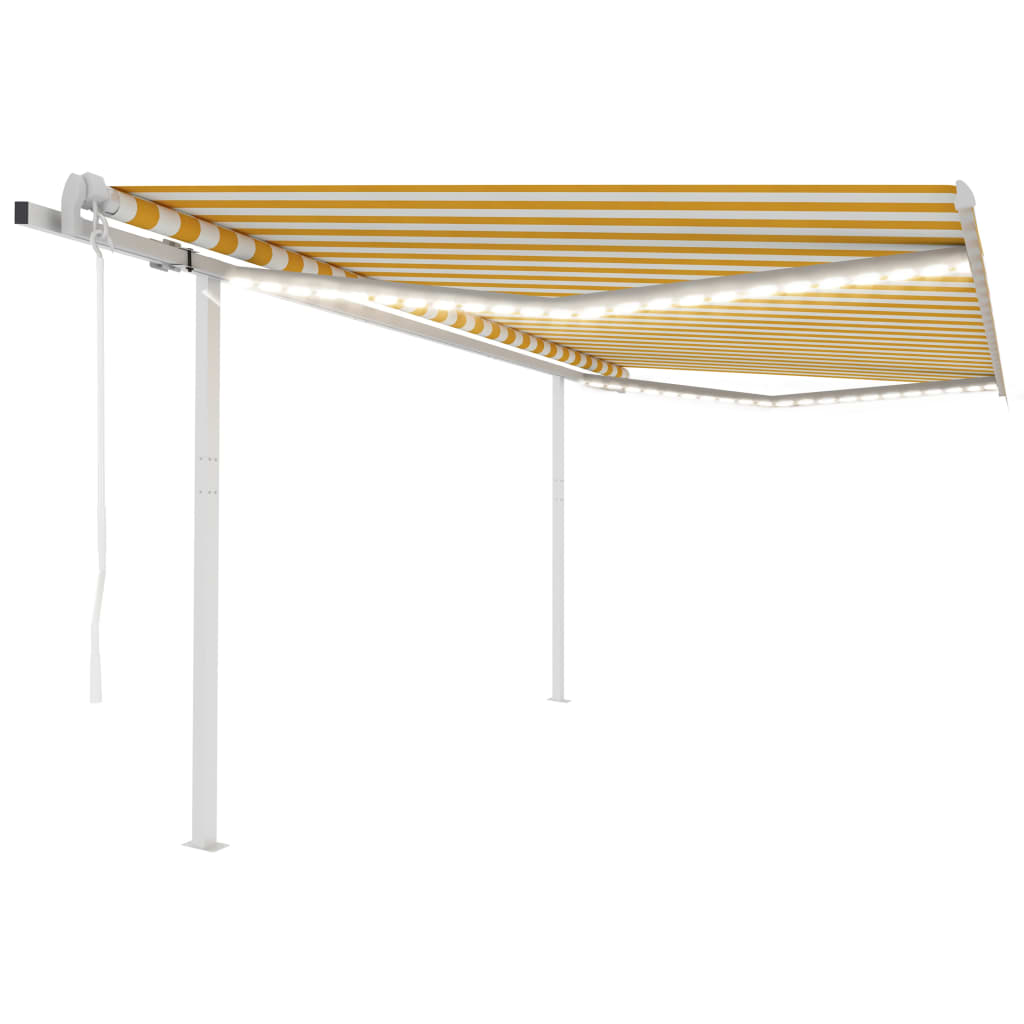 Vidaxl Luifel Automatik mit LED- und Windsensor 4,5 x 3,5 m gelb und weiß
