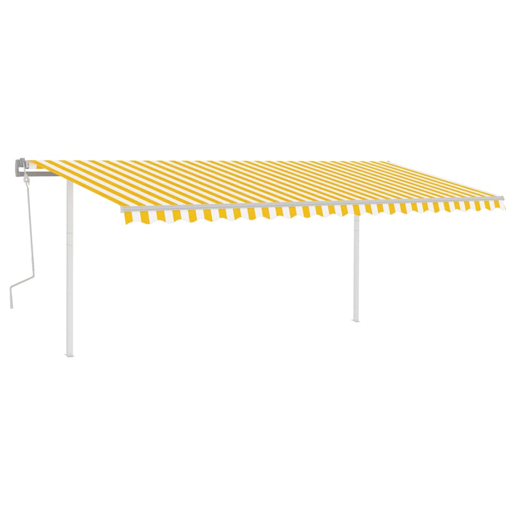 Vidaxl luifel manuell ausziehbar mit LED 5x3,5 m gelb und weiß