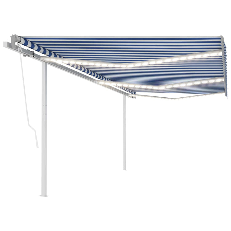 Vidaxl Luifel manuell ausziehbar mit LED 6x3,5 m blau und weiß