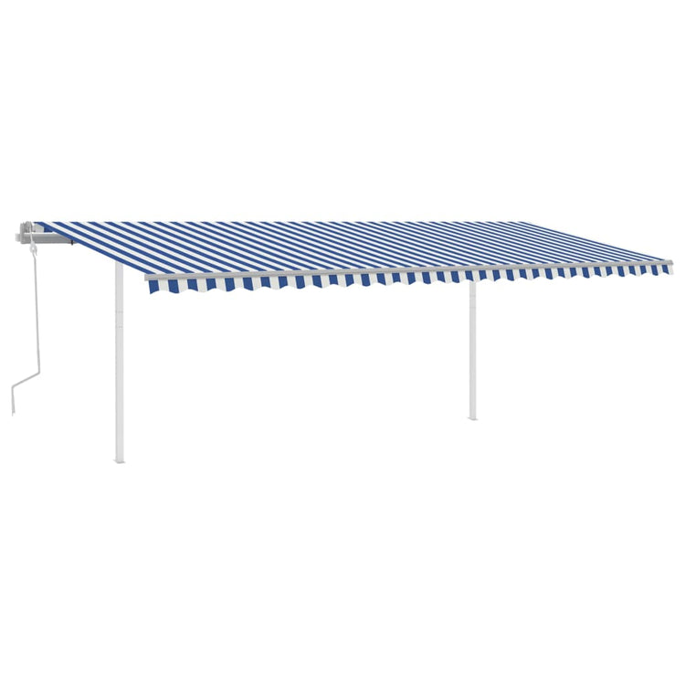 Vidaxl Luifel manuell ausziehbar mit LED 6x3,5 m blau und weiß