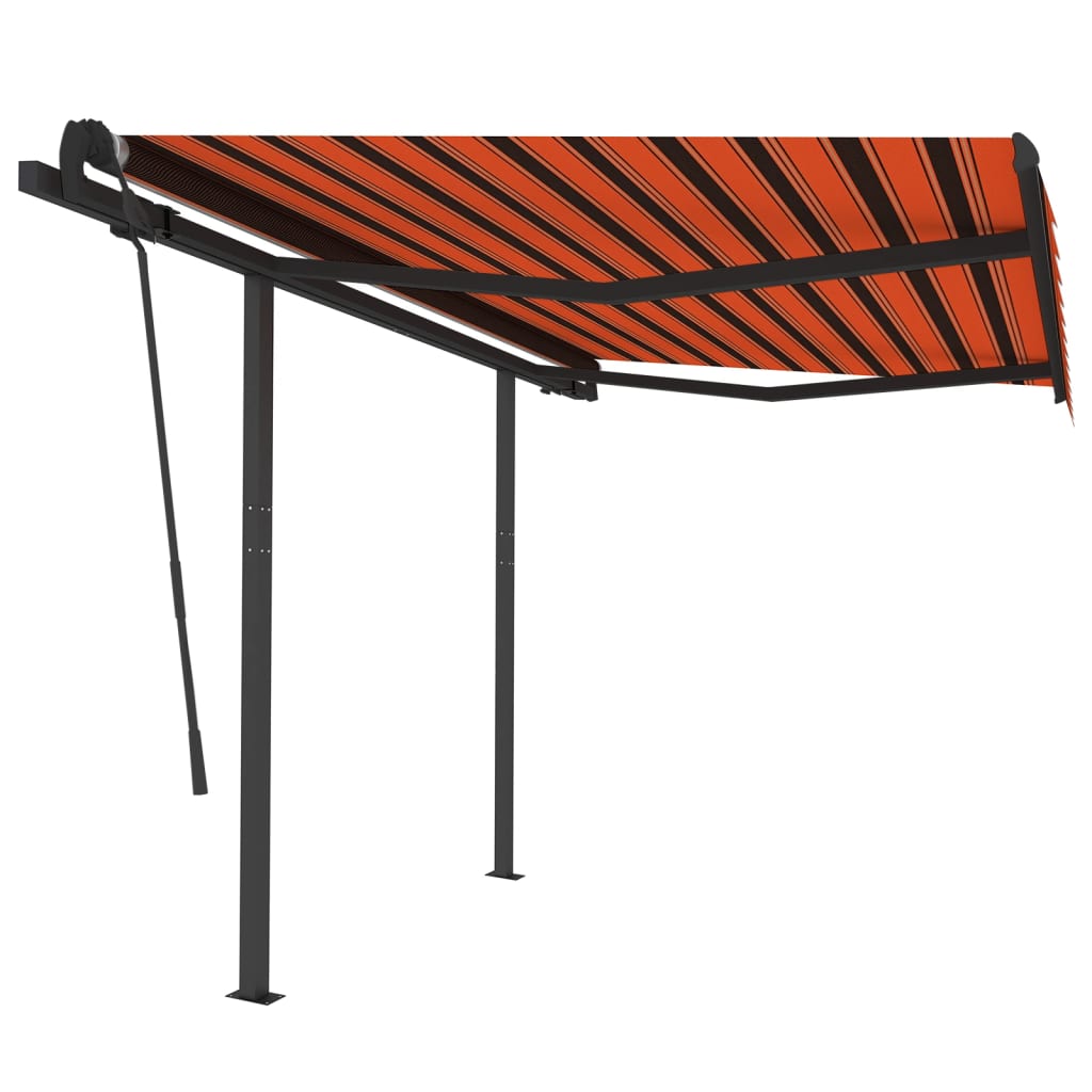 Vidaxl luifel mit Posts 3x2,5 m orange und braun manuell ausziehbar