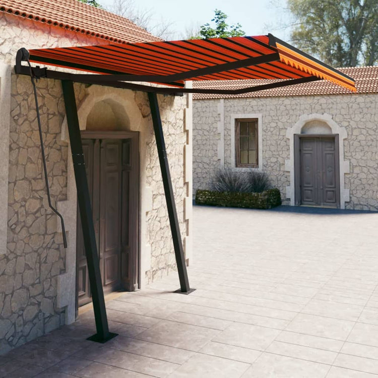 Vidaxl luifel mit Posts 3x2,5 m orange und braun manuell ausziehbar