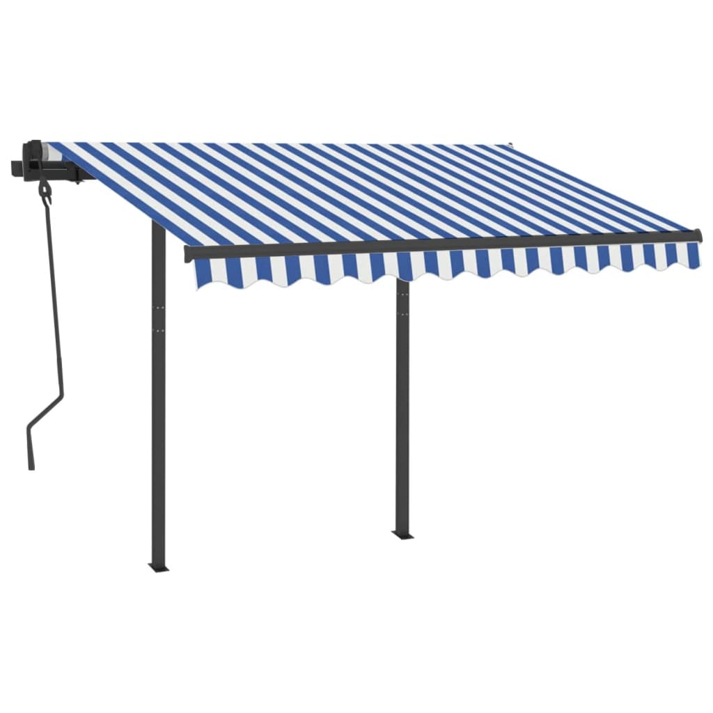 Vidaxl Luifel Automatik mit LED- und Windsensor 3x2,5 m blau und weiß