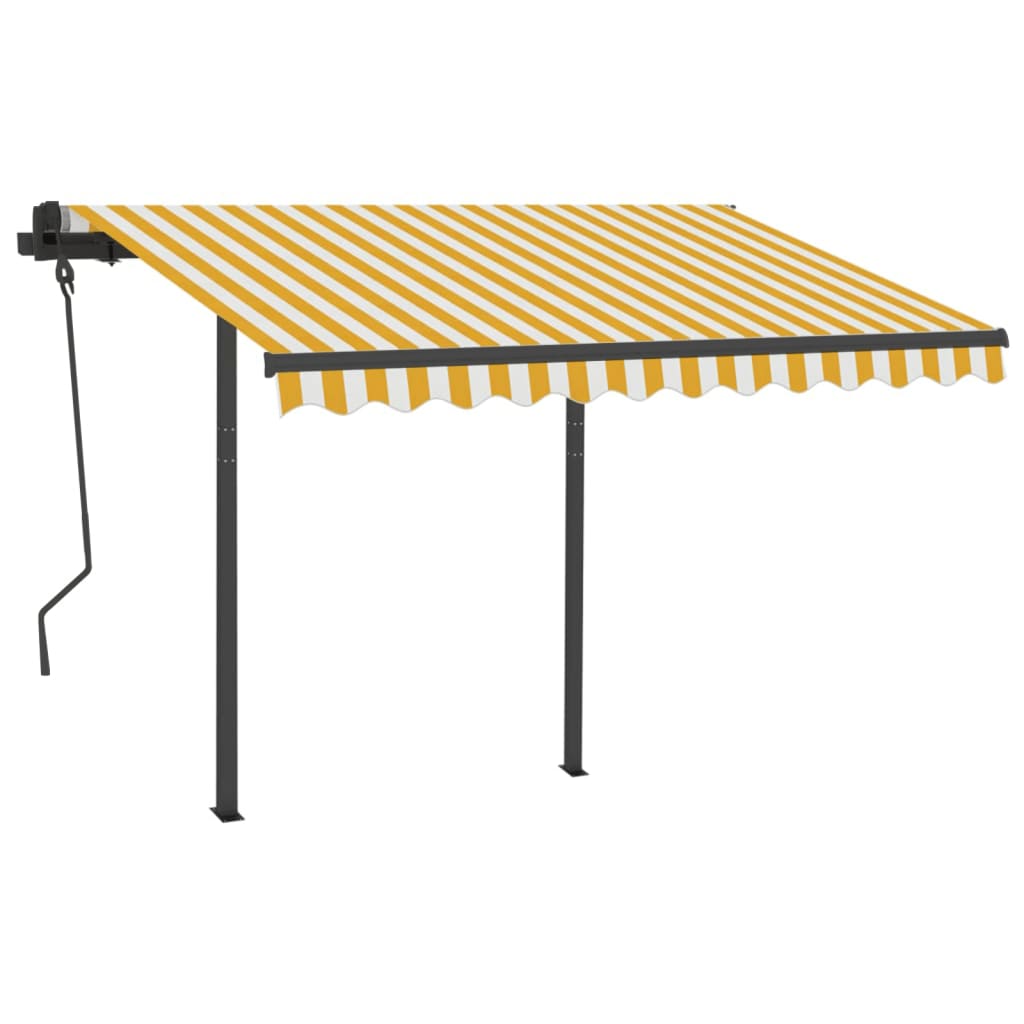 Vidaxl Luifel Automatik mit LED- und Windsensor 3x2,5 m gelb und weiß