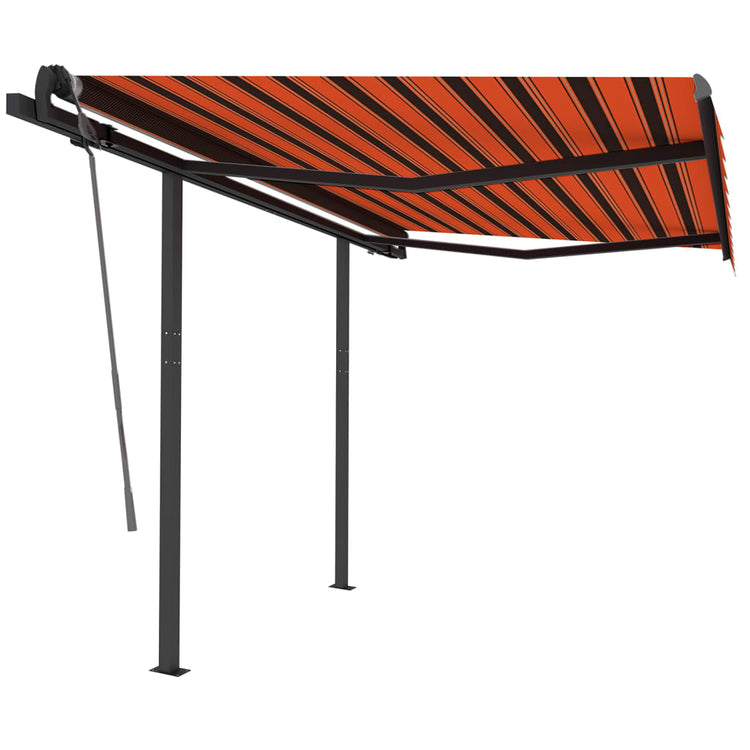 Vidaxl luifel manuell ausziehbar mit Posts 3.5x2,5 M Orange Braun
