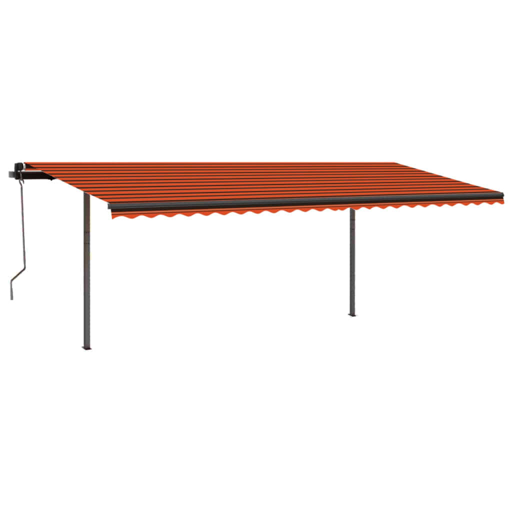 Vidaxl luifel manuell ausziehbar mit Posts 3.5x2,5 M Orange Braun