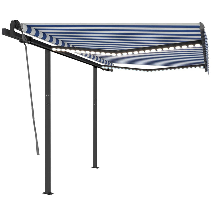 Vidaxl Luifel Automatik mit LED- und Windsensor 3.5x2,5 m blau und weiß