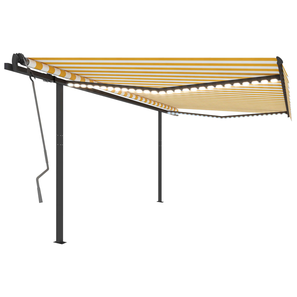 Vidaxl luifel manuell ausziehbar mit LED 4x3 m gelb und weiß