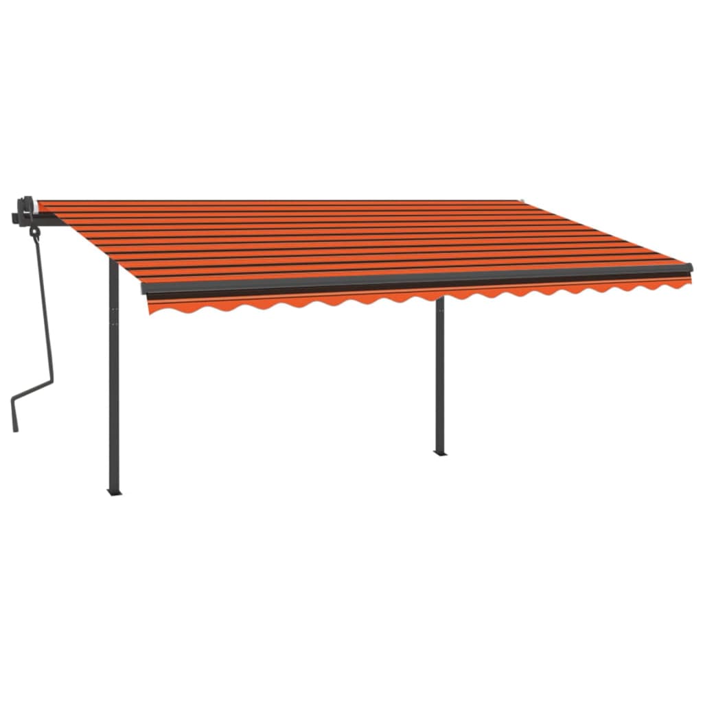 Vidaxl Luifel mit LED 4x3 M orange und braun manuell ausziehbar