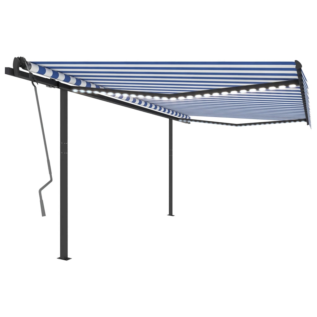 Vidaxl Luifel Automatik mit LED- und Windsensor 4x3 m blau und weiß