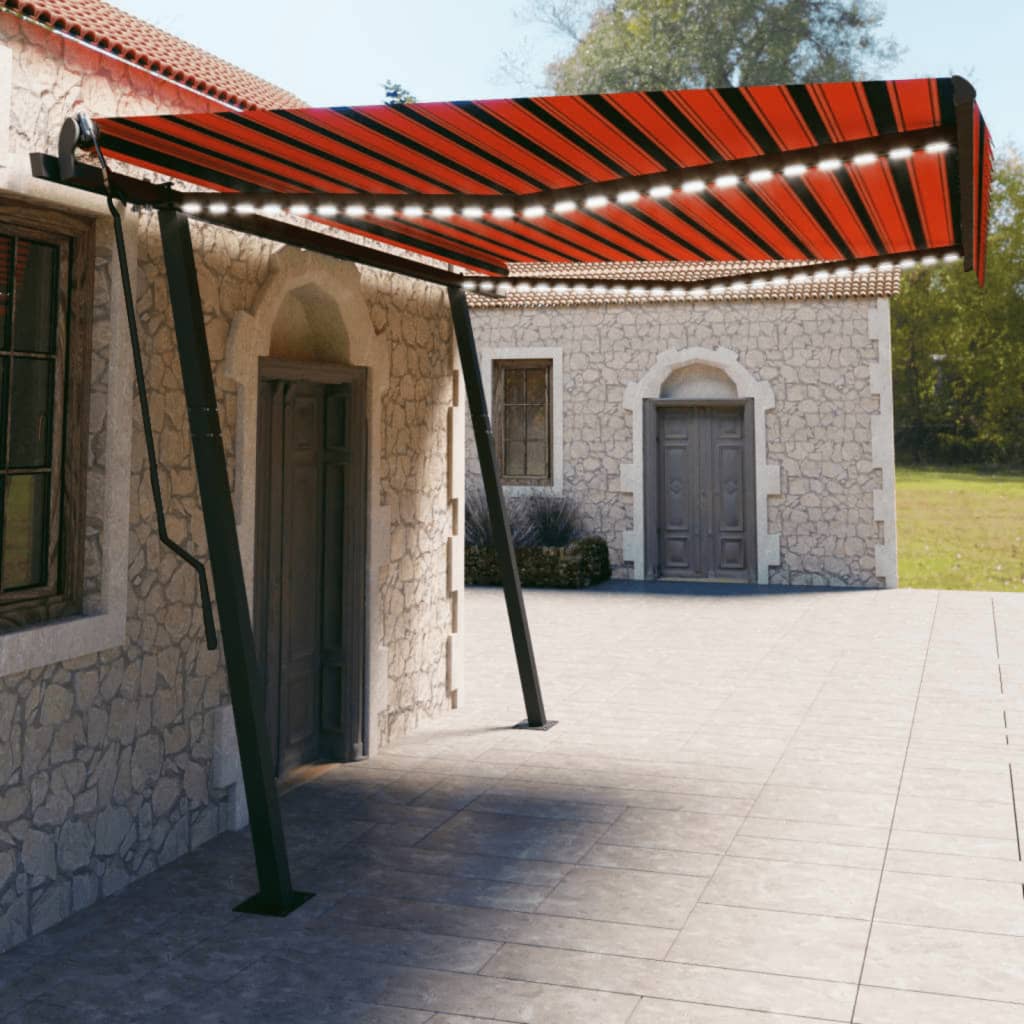 Vidaxl Luifel Automatik mit LED- und Windsensor 4,5x3 M Orange Braun