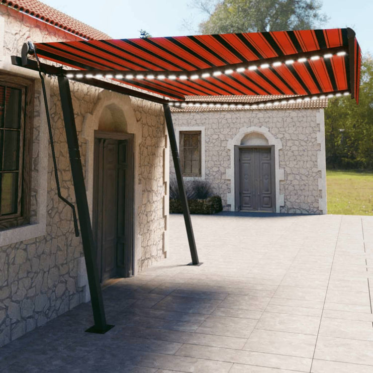 Vidaxl Luifel Automatik mit LED- und Windsensor 4,5x3 M Orange Braun