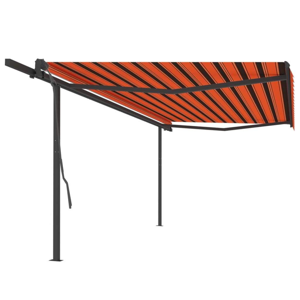 Vidaxl luifel mit den Pfosten 5x3 m orange und braun manuell ausziehbar