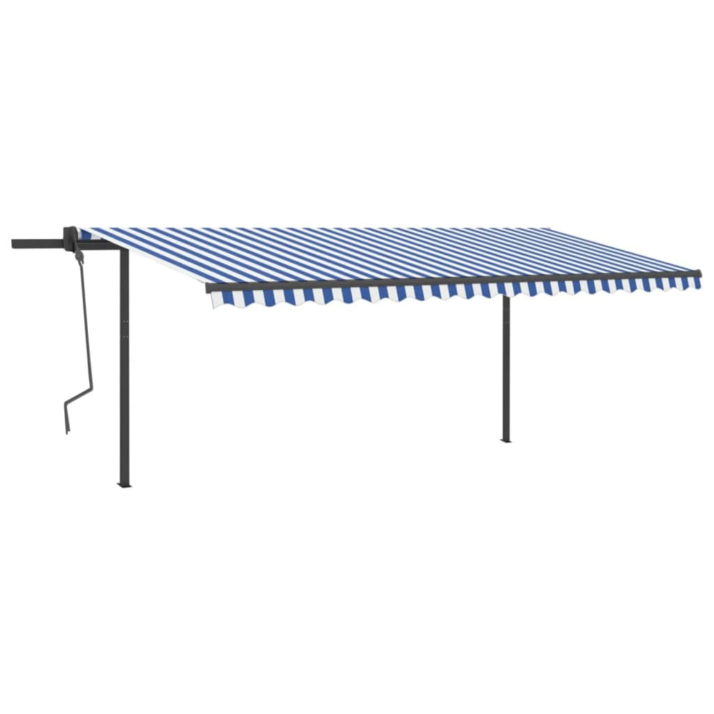 Vidaxl Luifel Automatik mit LED- und Windsensor 5x3 m blau und weiß