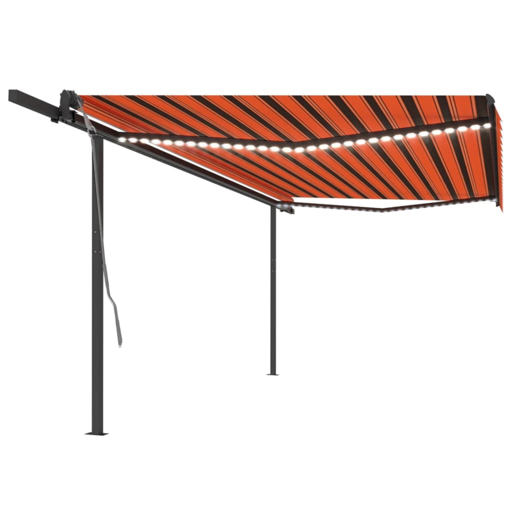 Vidaxl Luifel Automatik mit LED- und Windsensor 5x3 m orange und braun