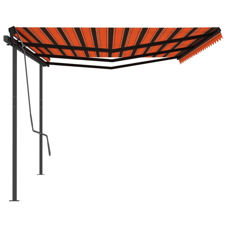 Vidaxl luifel manuell ausziehbar mit den Pfosten 6x3 m orange und braun