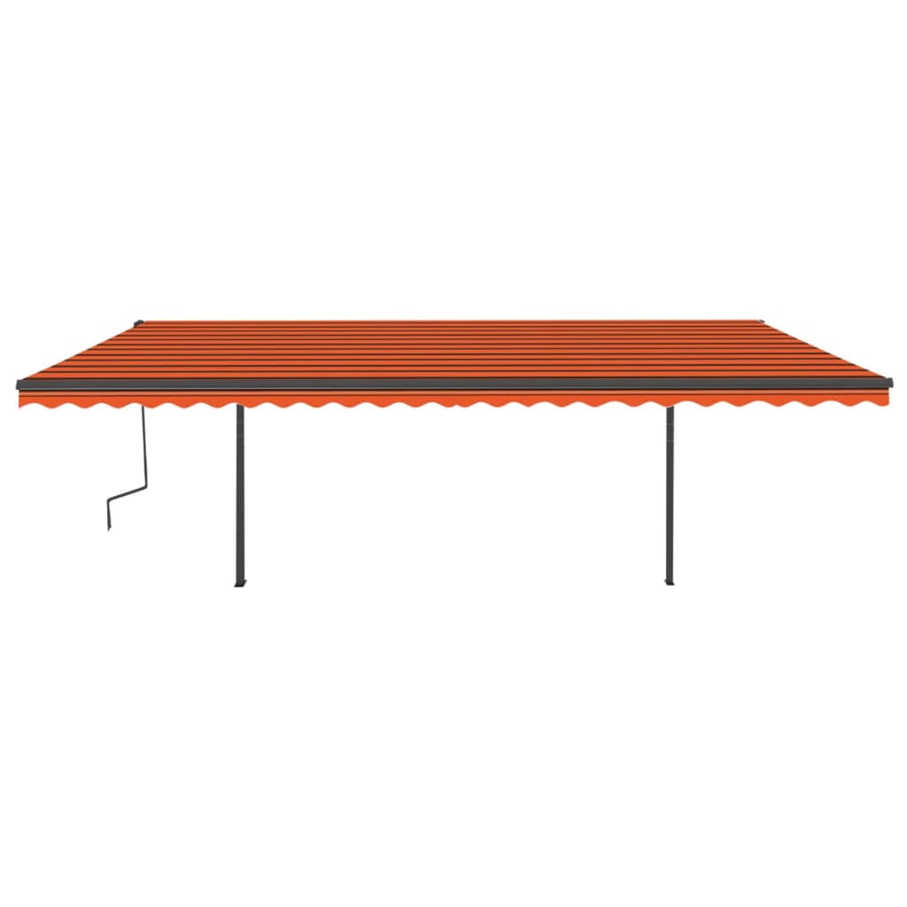 Vidaxl luifel manuell ausziehbar mit den Pfosten 6x3 m orange und braun