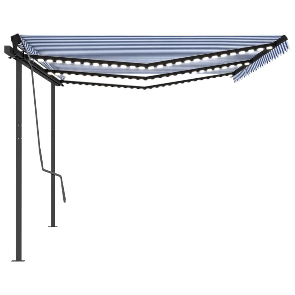 Vidaxl luifel manuell ausziehbar mit LED 6x3 m blau und weiß